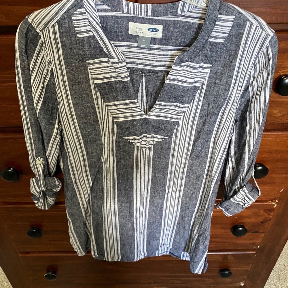 Striped chambray tunic